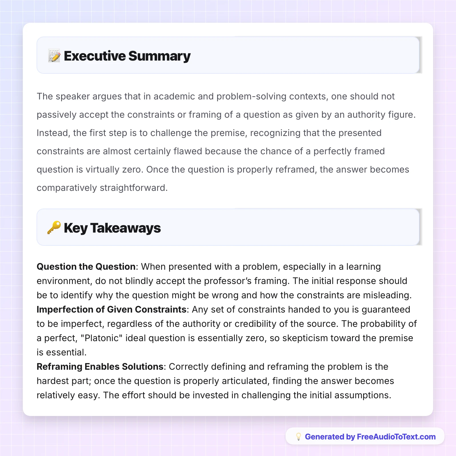 Elon Musk First Principles AI Summary Card